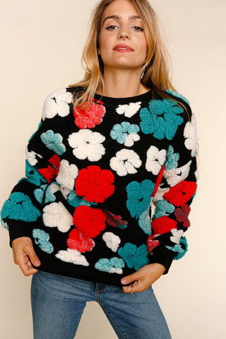 PLUS Sherpa Flower Sweater